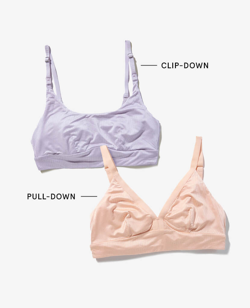 Bodily-effortless-bra-everything-bra-stage-1-bundle-bra-bundle-best-hands-free-pull-down-bra-nursing-bra-maternity-bra_chic_Softest-nursing-bra_Most-Comfortable-lavender-haze-clay-differences