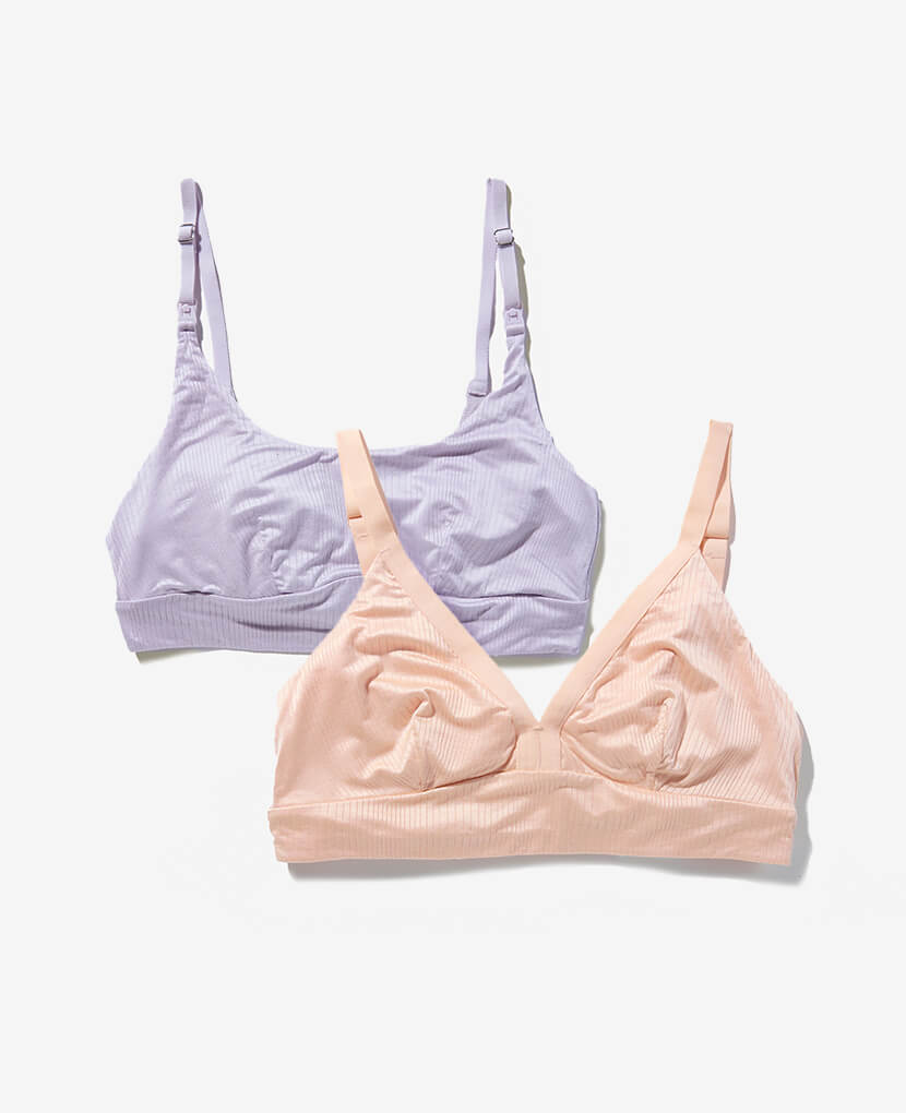 Bodily-effortless-bra-everything-bra-stage-1-bundle-bra-bundle-best-hands-free-pull-down-bra-nursing-bra-maternity-bra_chic_Softest-nursing-bra_Most-Comfortable-lavender-haze-clay-laydown